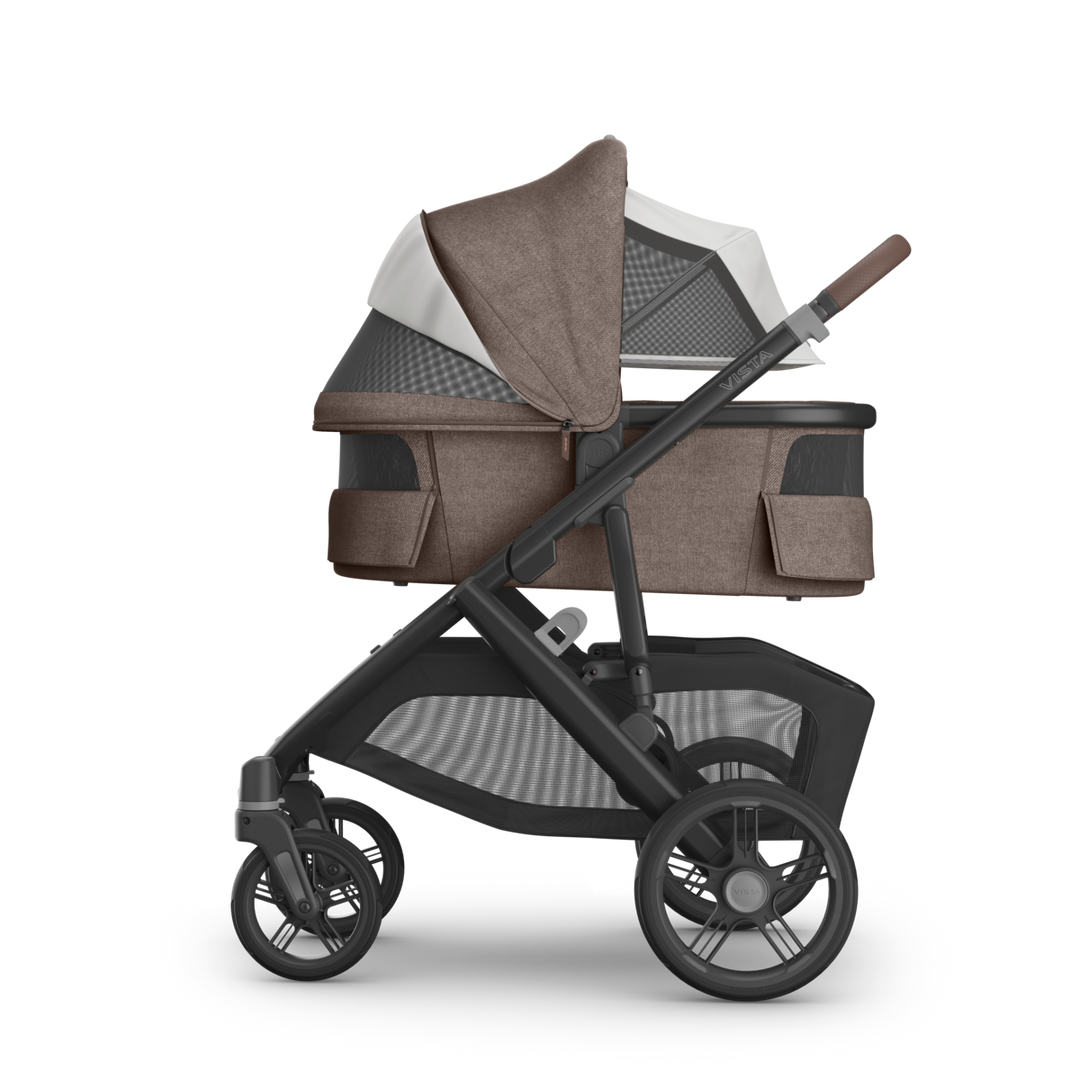 UPPAbaby Vista V3 Stroller + Bassinet V3 Bundle - Owen (Mocha Melange / Carbon Frame / Chestnut Leather)