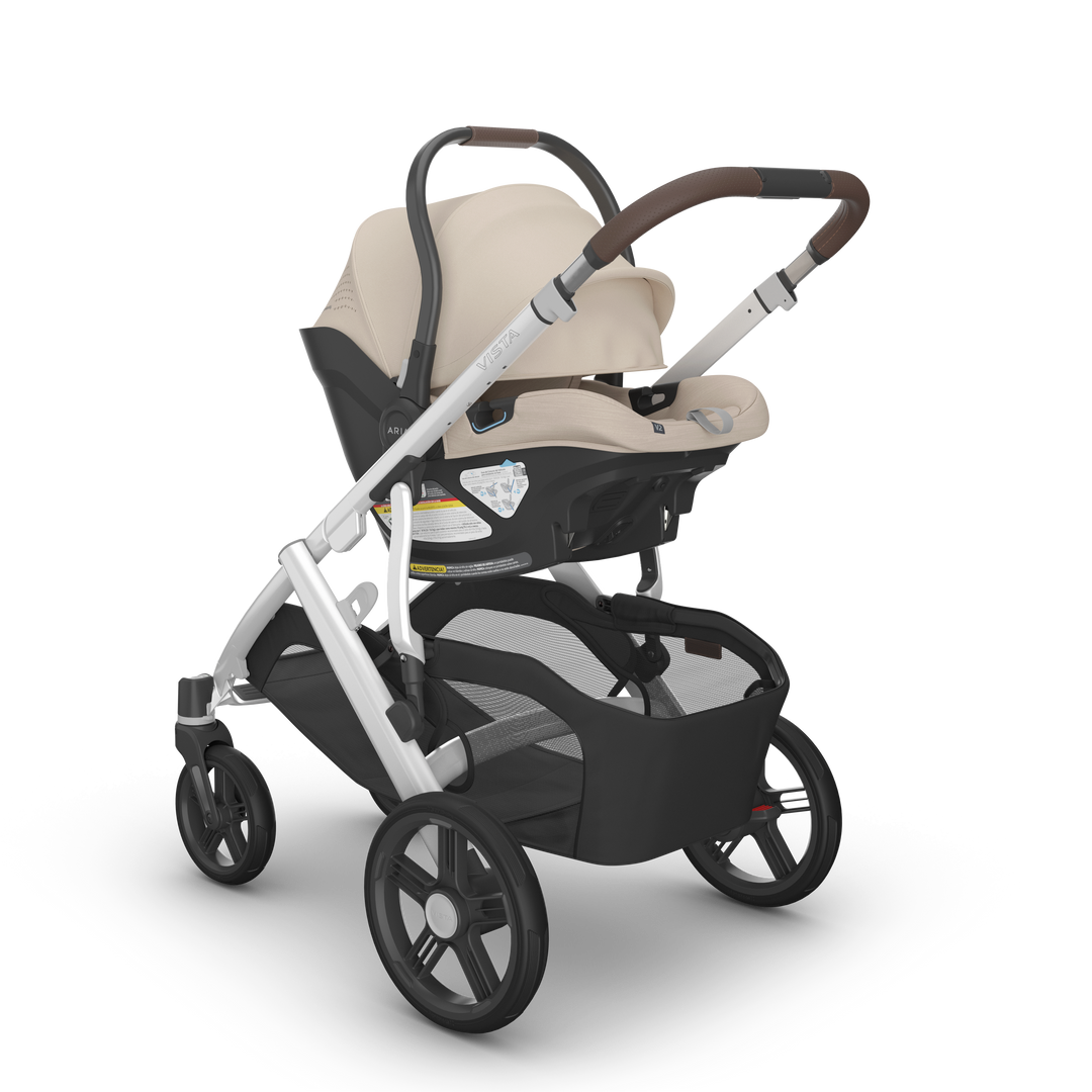 UPPAbaby Vista V3 Travel System Bundle (Stroller / Bassinet / Aria V2) - Declan (Oat Melange/Silver Frame/Chestnut Leather)