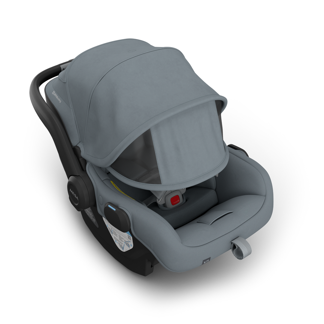 UPPAbaby Vista V3 Travel System Bundle (Stroller/Bassinet/Mesa V3) - Callum (Stone Blue / Silver Frame / Sand Leather)