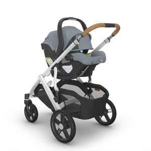UPPAbaby Vista V3 Travel System Bundle (Stroller/Bassinet/Mesa V3) - Callum (Stone Blue / Silver Frame / Sand Leather)