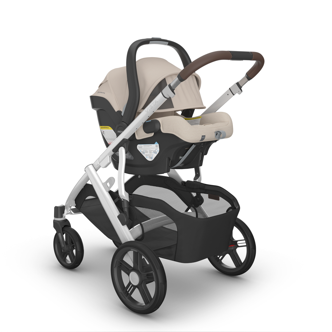 UPPAbaby Vista V3 Travel System Bundle (Stroller/Bassinet/Mesa V3) - Declan (Oat Melange/Chestnut Leather)