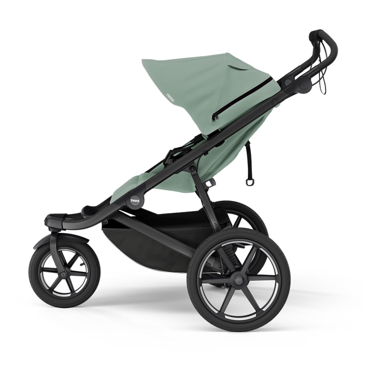 Thule Urban Glide 3 magnetic buckle stroller - Mist Green on Black - side view