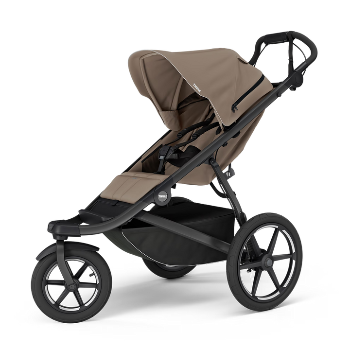 Thule Urban Glide 3 magnetic buckle stroller - Tinted Taupe on Black - front view