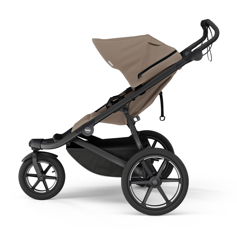 Thule Urban Glide 3 magnetic buckle stroller - Tinted Taupe on Black - side view