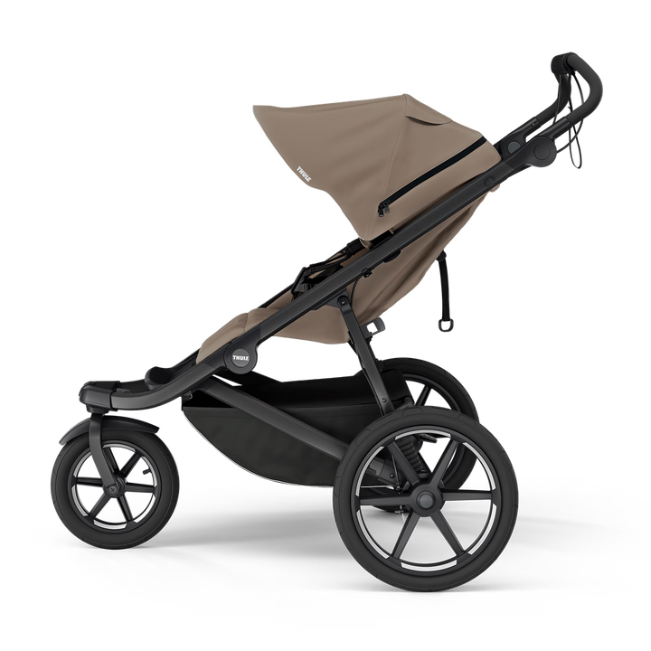 Thule Urban Glide 3 magnetic buckle stroller - Tinted Taupe on Black - side view