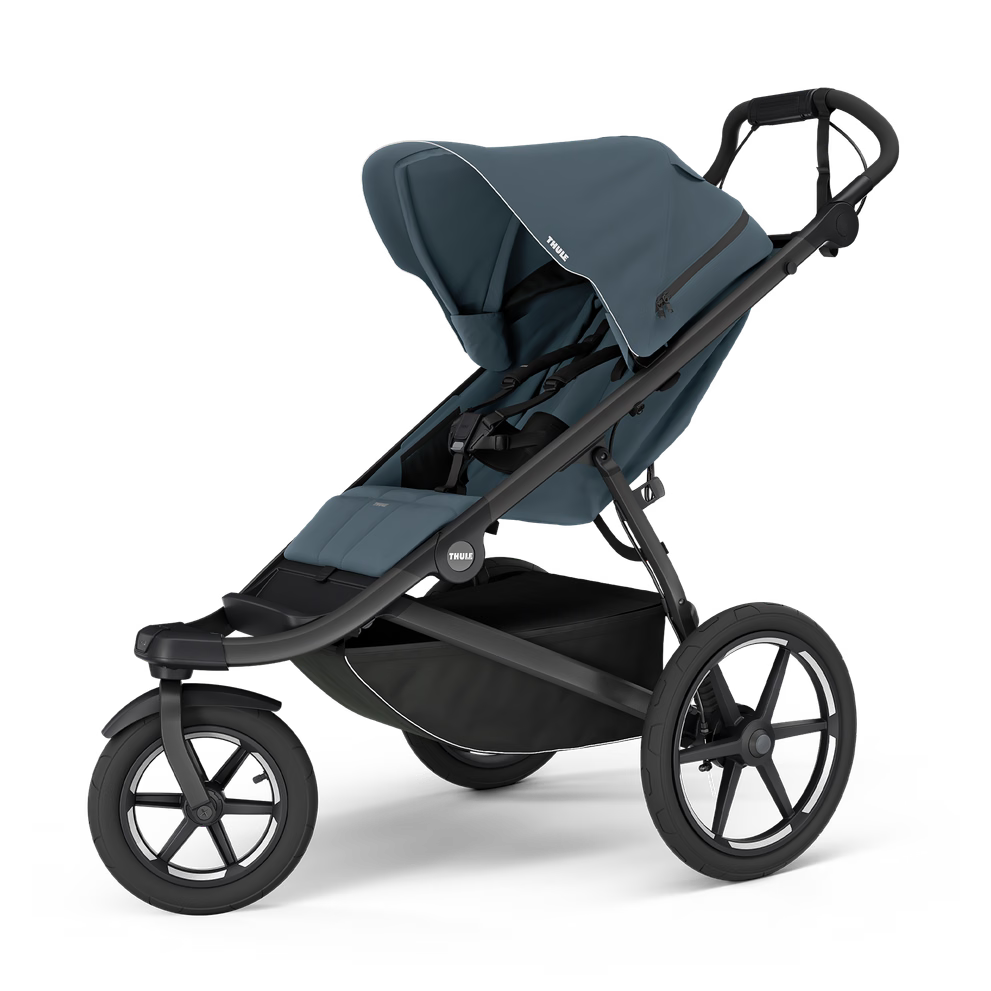 Thule Urban Glide 3 magnetic buckle stroller - Dark Slate on Black - front view