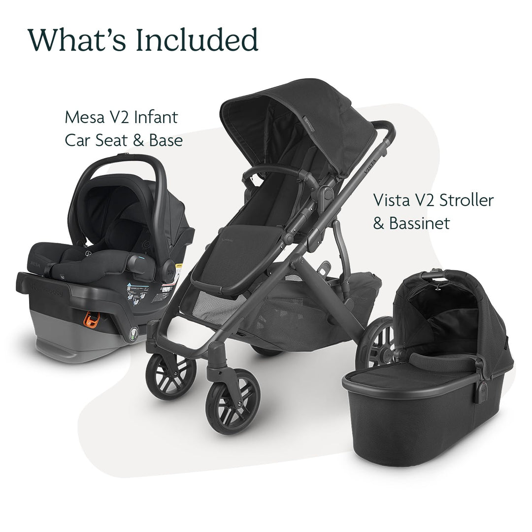 UPPAbaby Vista V2 + Mesa V2 Travel System, Anthony/Jake (White &amp; Grey Chenille/Charcoal Black)