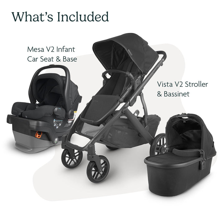 UPPAbaby Vista V2 + Mesa V2 Travel System, Anthony/Jake (White &amp; Grey Chenille/Charcoal Black)