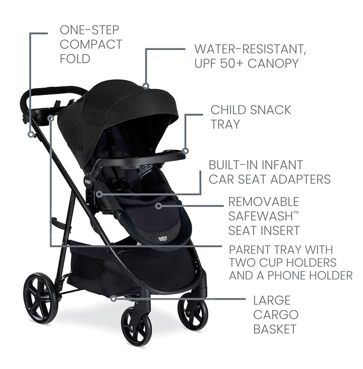 Britax Willow Brook S+ Travel System - Raven Black