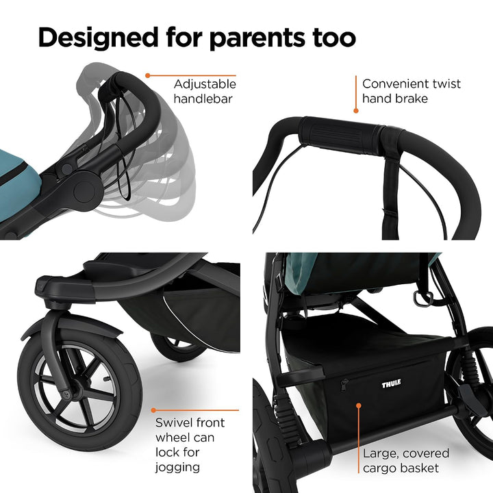 Thule Urban Glide 3 Single Jogging Stroller with NON-Magnetic Buckle - Mid-Blue