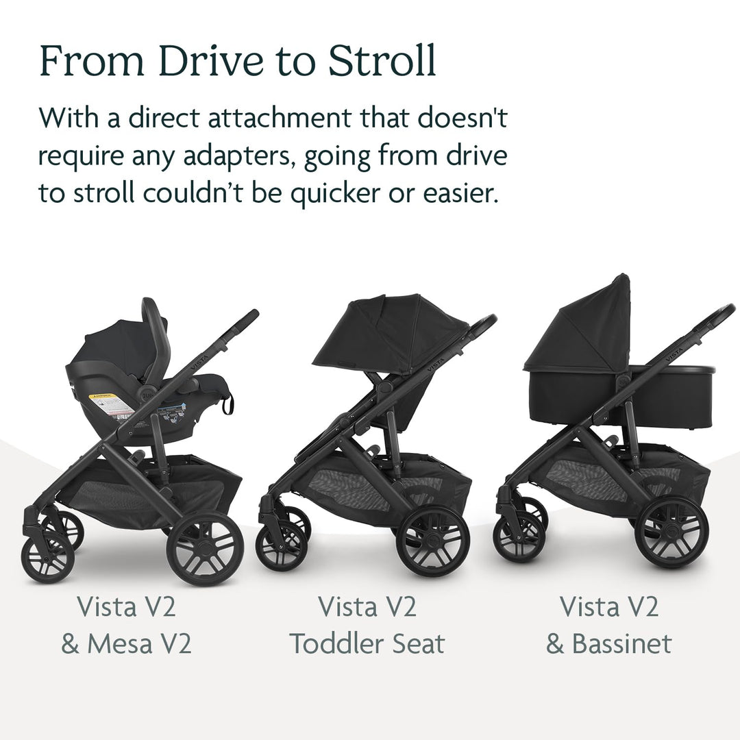 UPPAbaby Vista V2 + Mesa V2 Travel System, Anthony/Jake (White &amp; Grey Chenille/Charcoal Black)