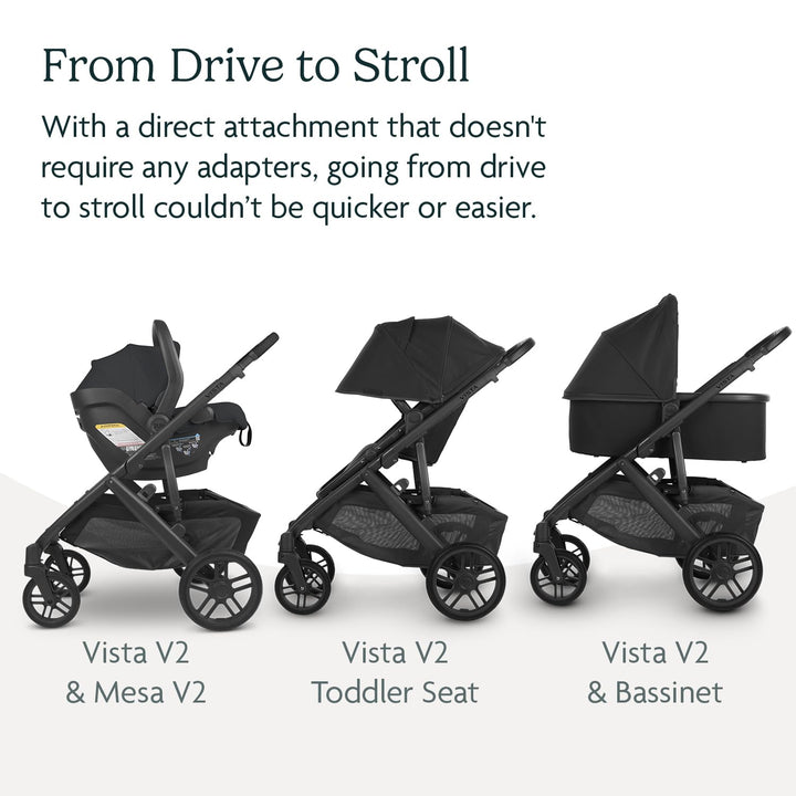 UPPAbaby Vista V2 + Mesa V2 Travel System, Anthony/Jake (White &amp; Grey Chenille/Charcoal Black)