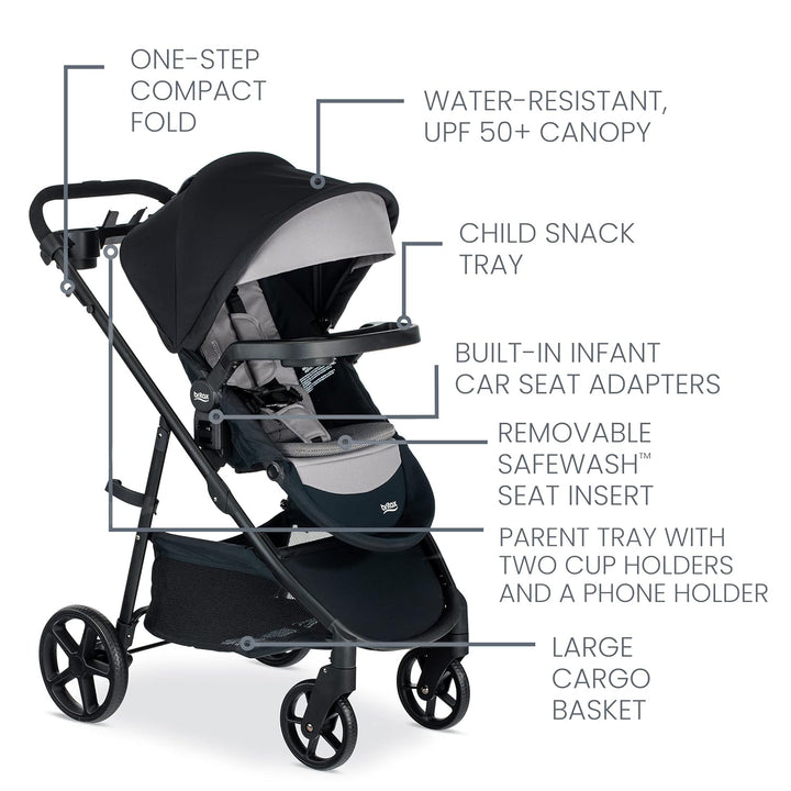 Britax Willow Brook S+ Travel System - Graphite Onyx