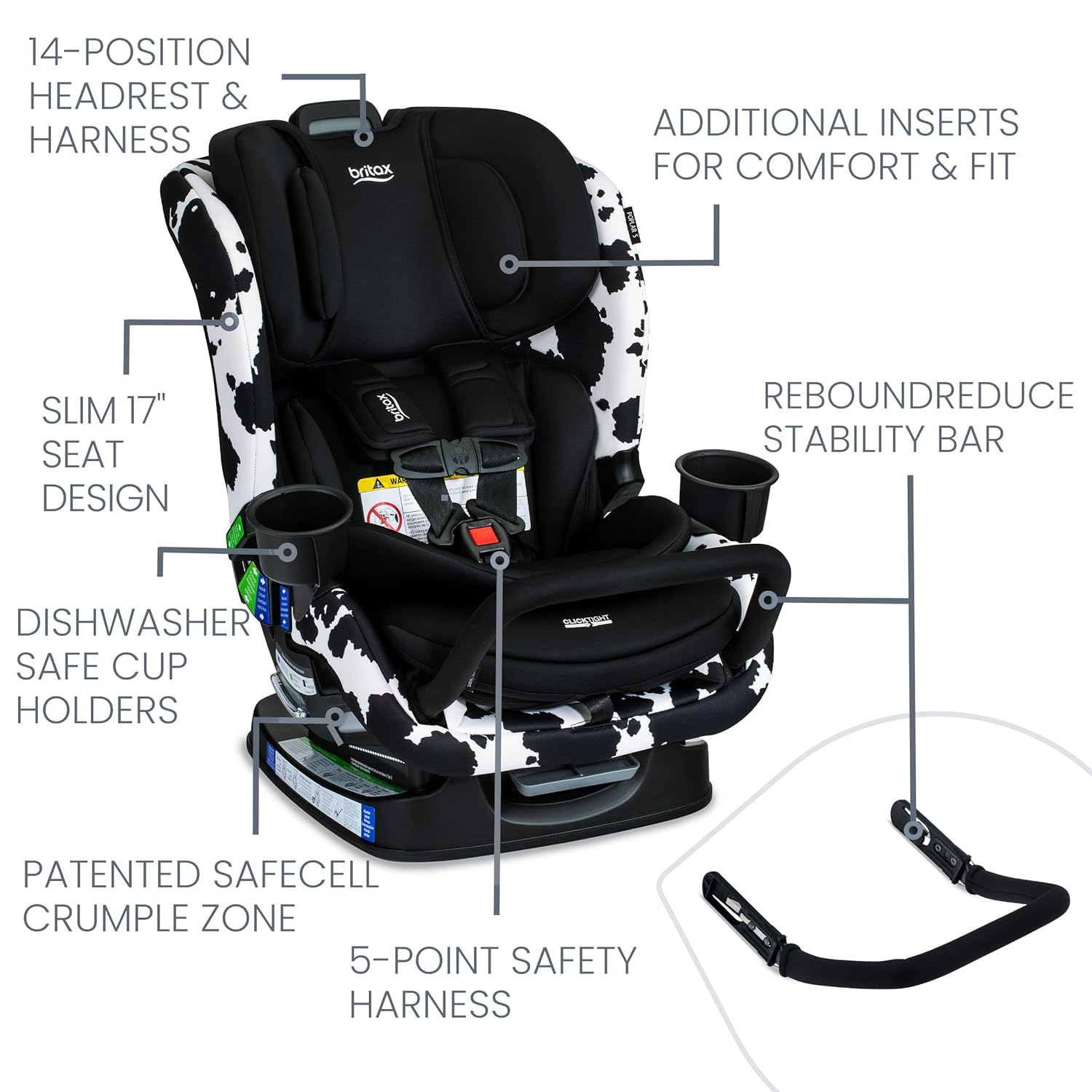 britax cowmooflage infant car seat Britax Poplar S Convertible Car Seat Cowmooflage