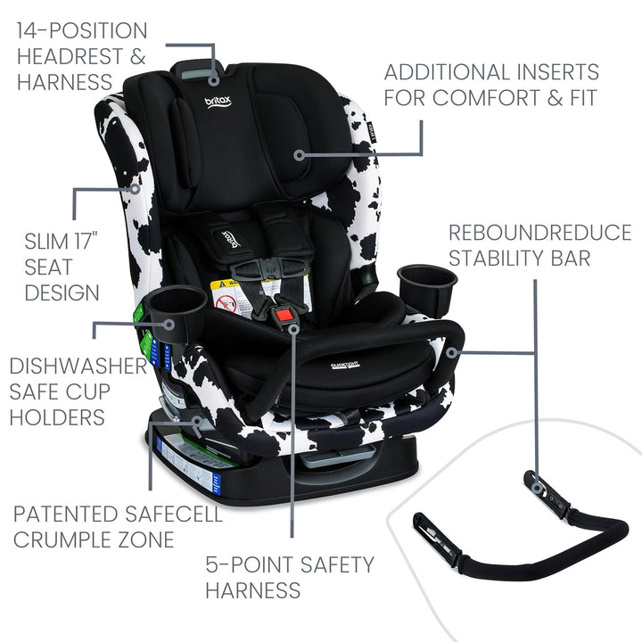 Britax Poplar S Narrow Convertible Car Seat in Cowmooflage - image 9