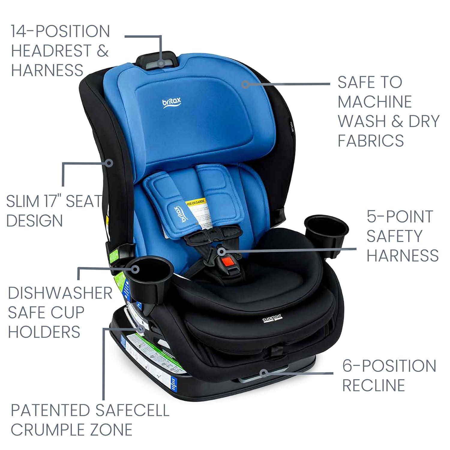britax safe cell convertible car seat Britax Poplar Convertible Car Seat (Cobalt Onyx)