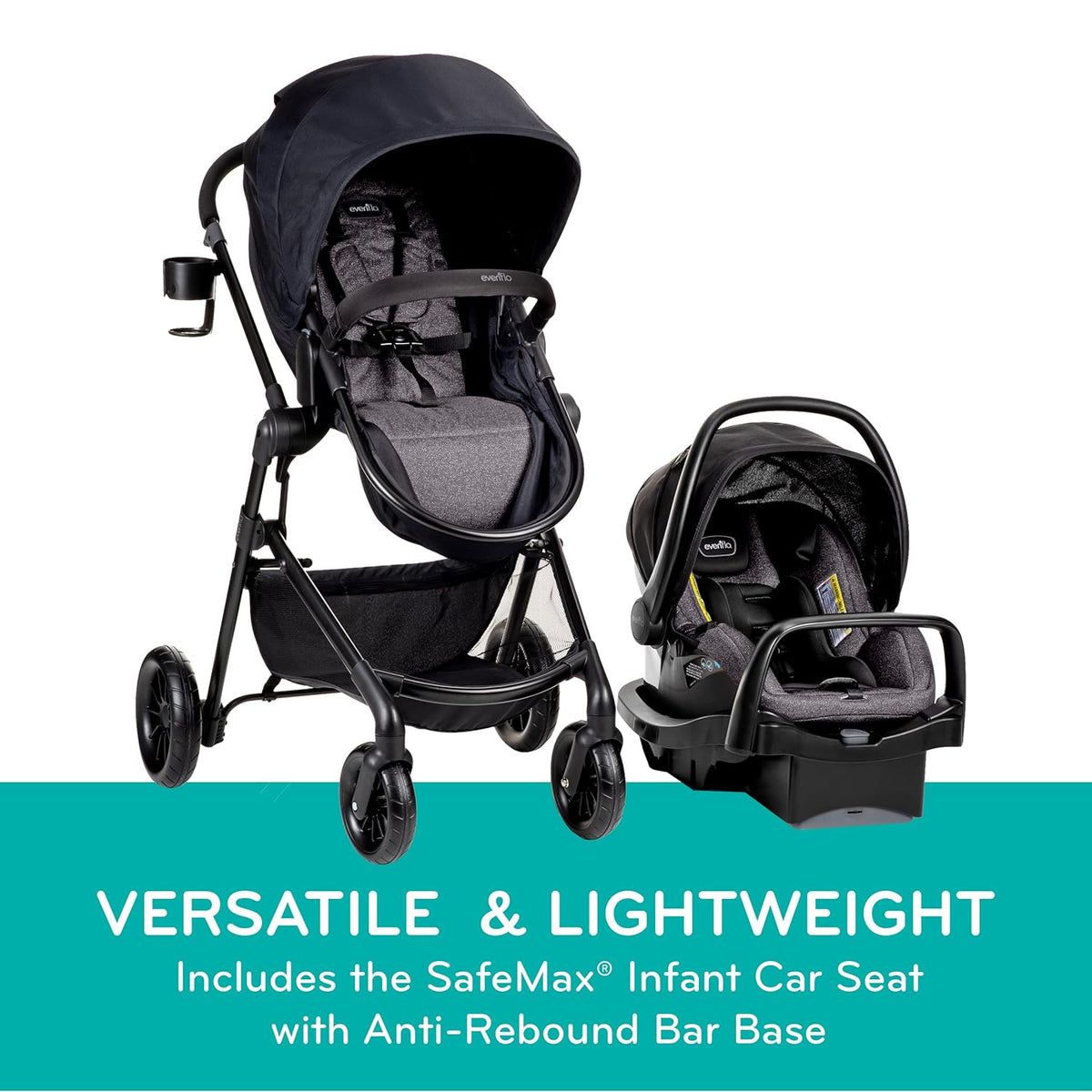 Evenflo Pivot Modular Travel System with SafeMax Car Seat (Casual Gray)