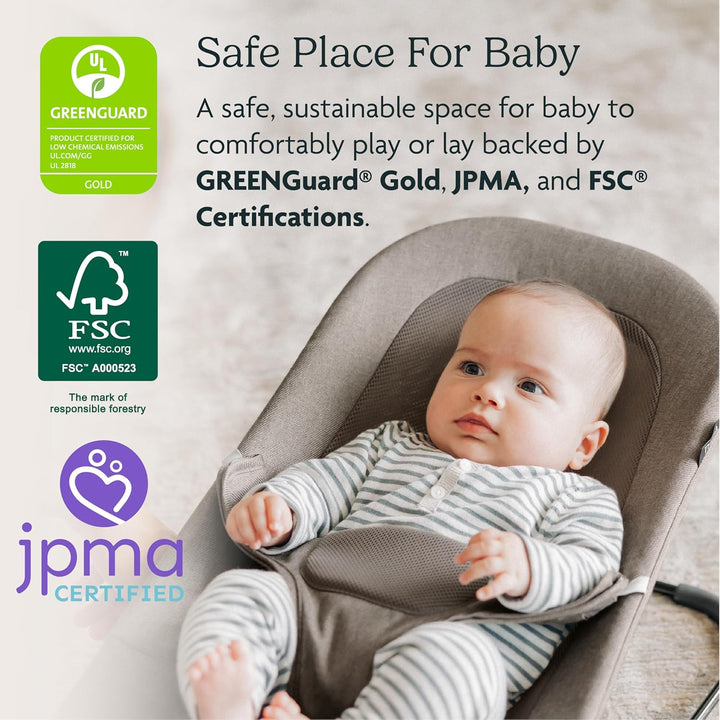 UPPAbaby Mira 2-in-1 Bouncer and Seat - Stella (Grey Melange / Silver Frame / Maple Wood)