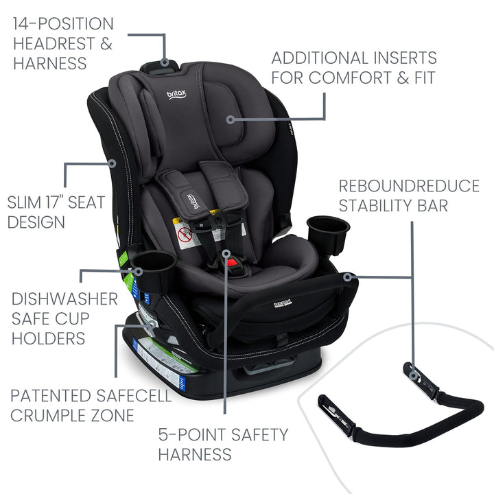 Britax Poplar S Narrow Convertible Car Seat in Stone Onyx - image 2