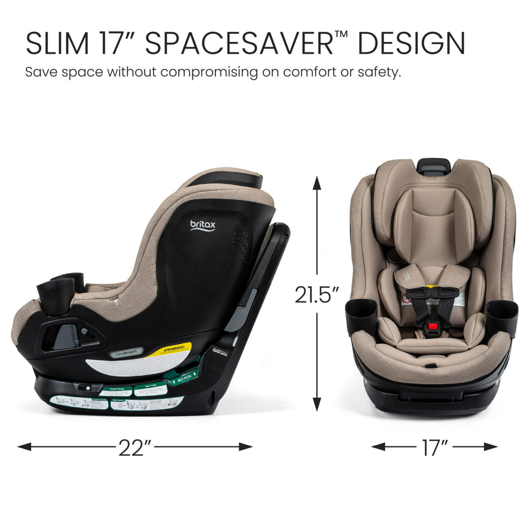 Britax Galaxy360 Slim Rotating Convertible Car Seat - Teak - 17-inch slim dimensions 