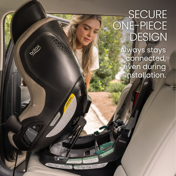 Britax Galaxy360 Slim Rotating Convertible Car Seat - Teak - secure one-piece seat and base 