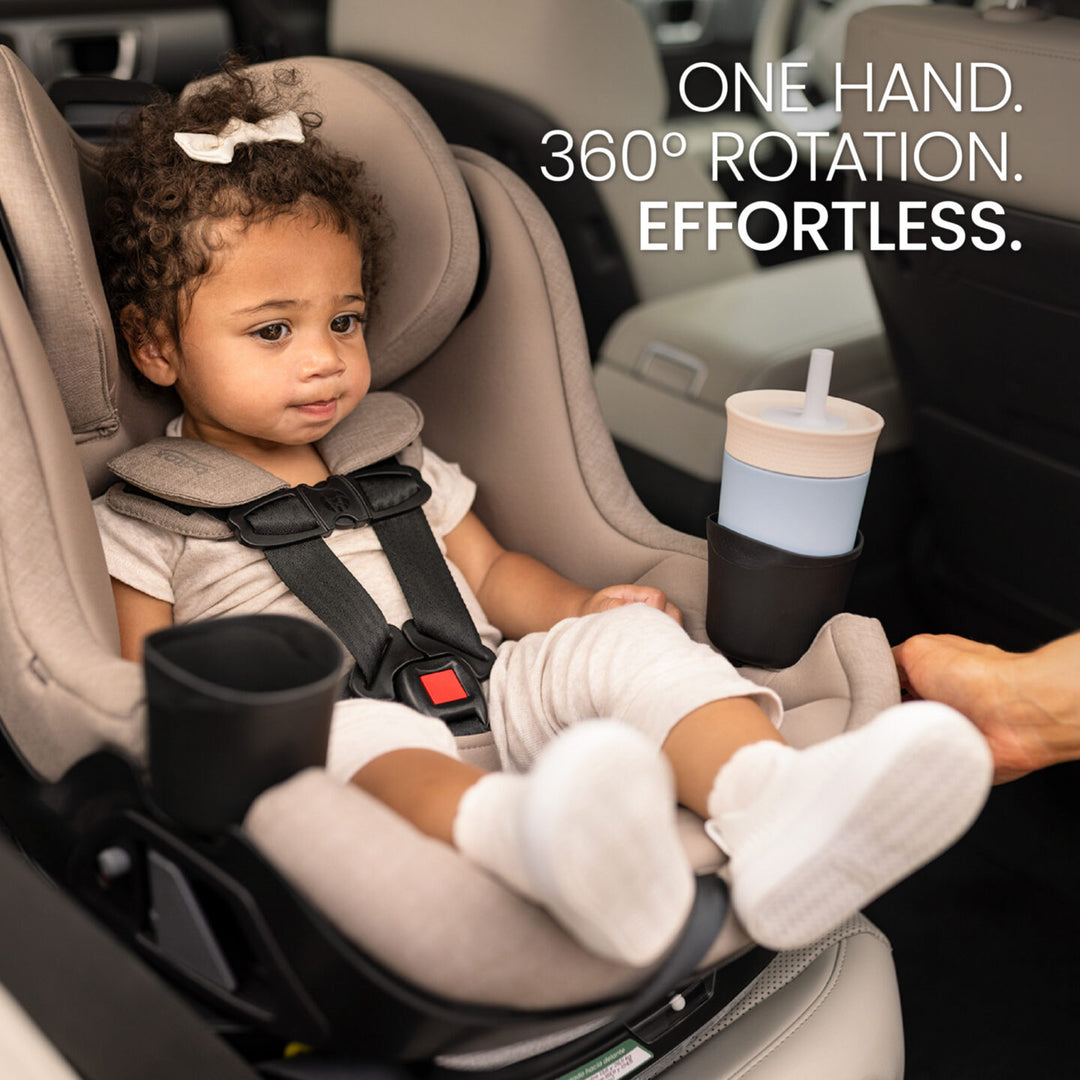 Britax Galaxy360 Slim Rotating Convertible Car Seat - Teak - one-hand 360-degree rotation 
