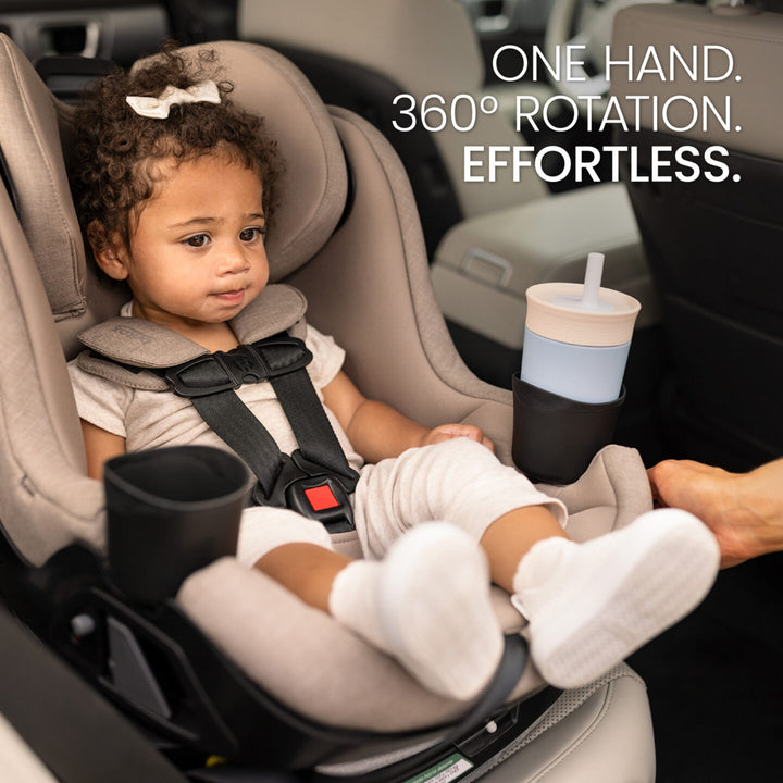 Britax Galaxy360 Slim Rotating Convertible Car Seat - Teak - one-hand 360-degree rotation 