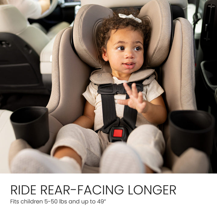 Britax Galaxy360 Slim Rotating Convertible Car Seat - Teak - extended rear-facing child fit 