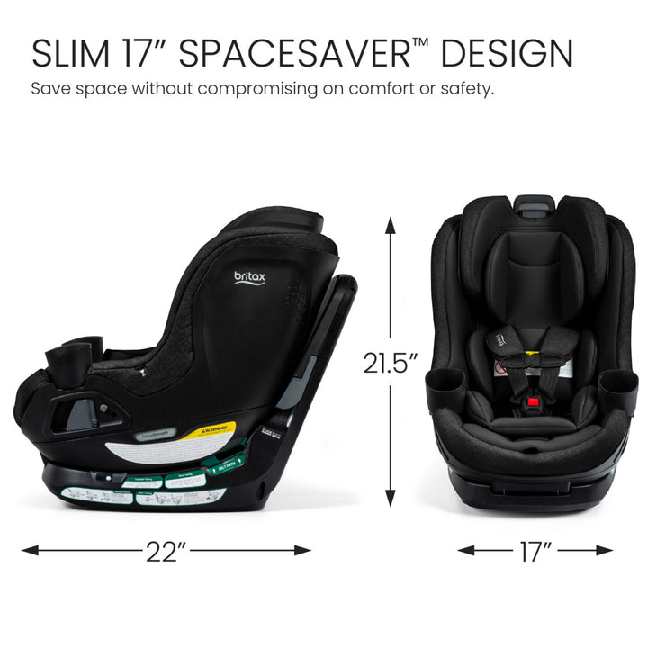 Britax Galaxy360 Slim Rotating Convertible Car Seat - Raven Black - 17-inch slim dimensions 