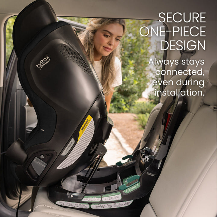 Britax Galaxy360 Slim Rotating Convertible Car Seat - Raven Black - secure one-piece seat and base 