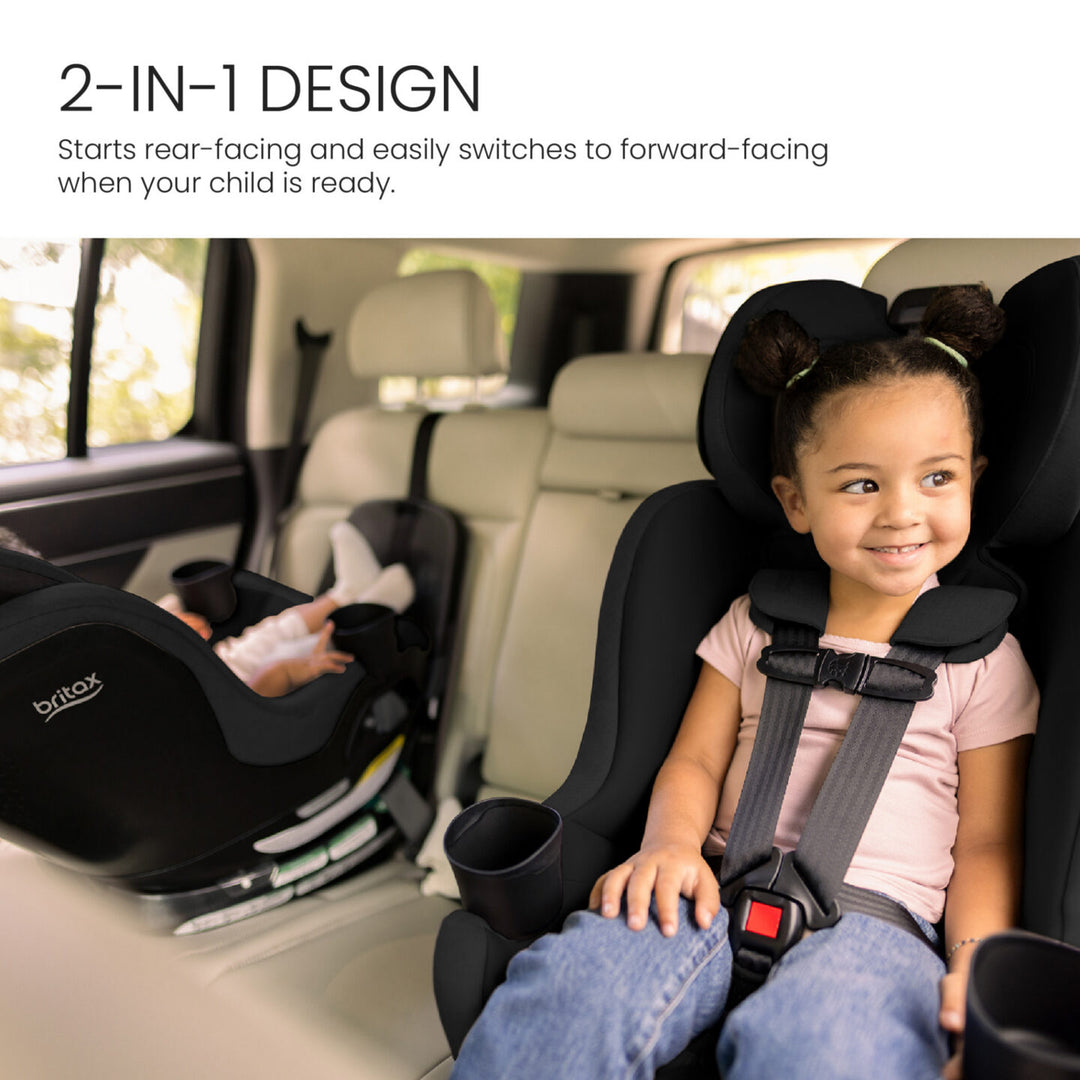 Britax Galaxy360 Slim Rotating Convertible Car Seat - Raven Black - rear-facing and forward-facing 2-in-1 design 