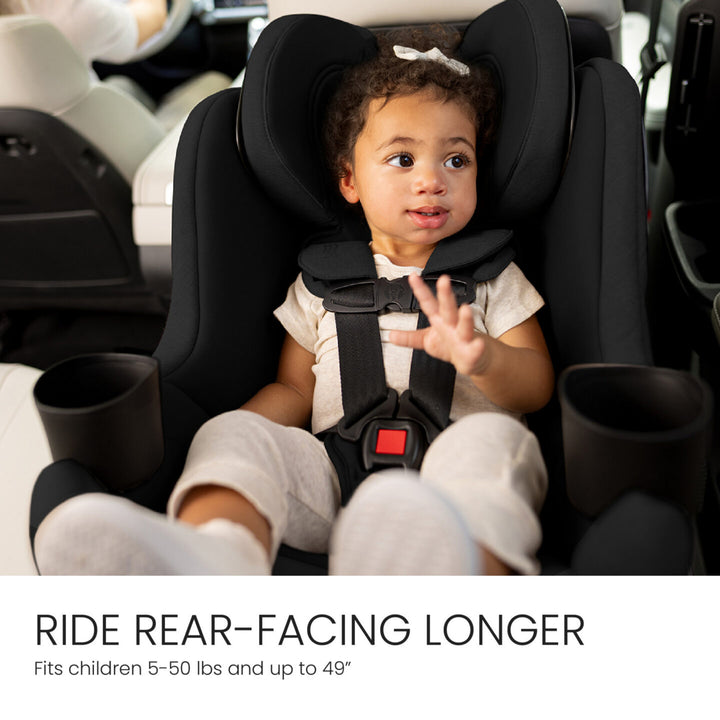 Britax Galaxy360 Slim Rotating Convertible Car Seat - Raven Black - extended rear-facing child fit 