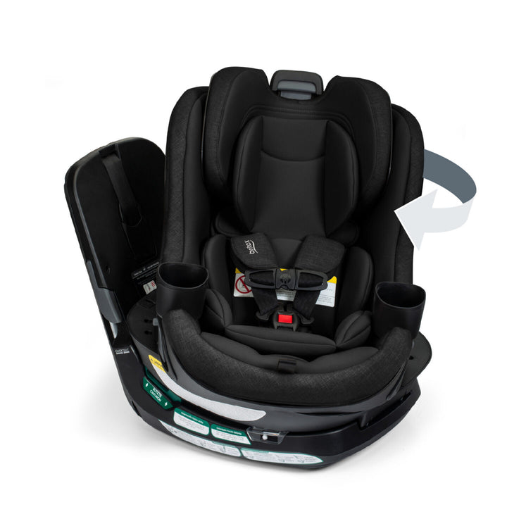 Britax Galaxy360 Slim Rotating Convertible Car Seat - Raven Black - seat shown rotating with SwivelSmooth 
