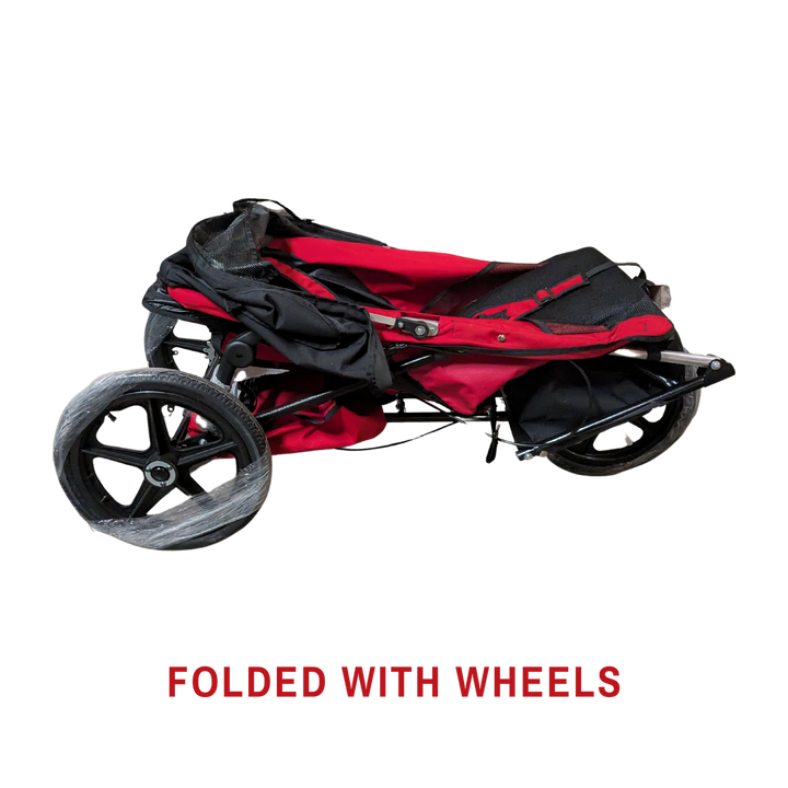 Adaptive Star Axiom IMPROV 3 Mobility Push Chair - Red folded with wheels 