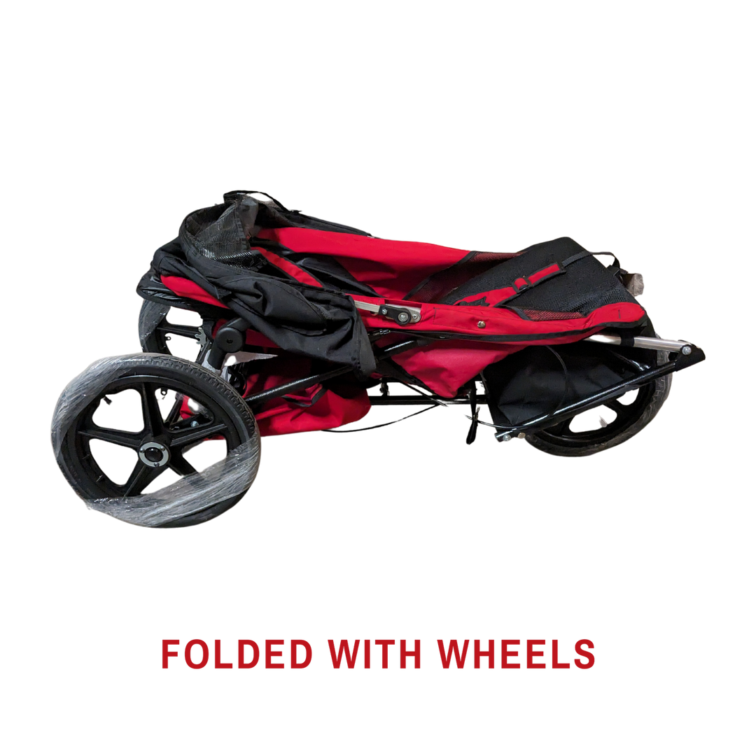 Adaptive Star Axiom IMPROV 3 Mobility Push Chair - Navy folded with wheels 