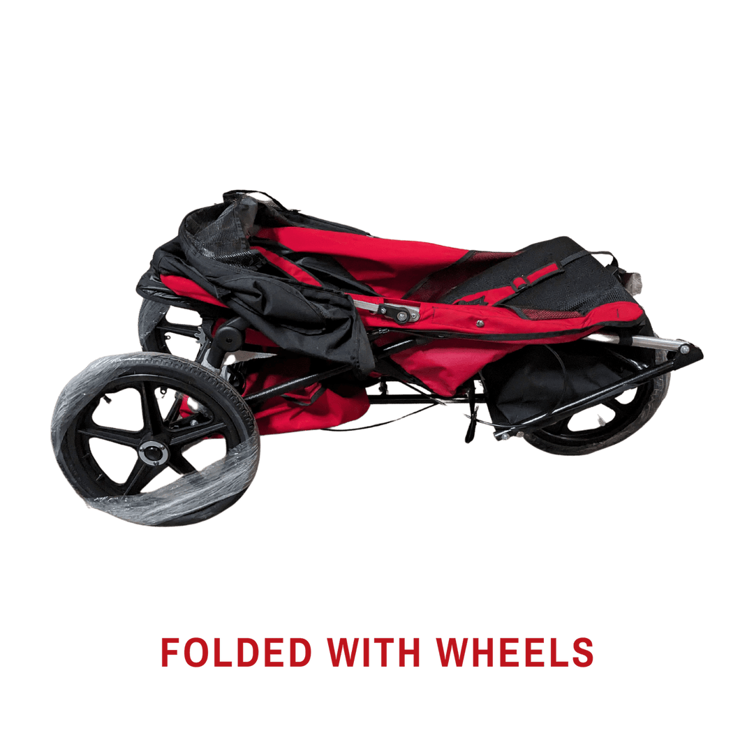 Adaptive Star Axiom IMPROV 2 Mobility Push Chair - Navy folded with wheels 