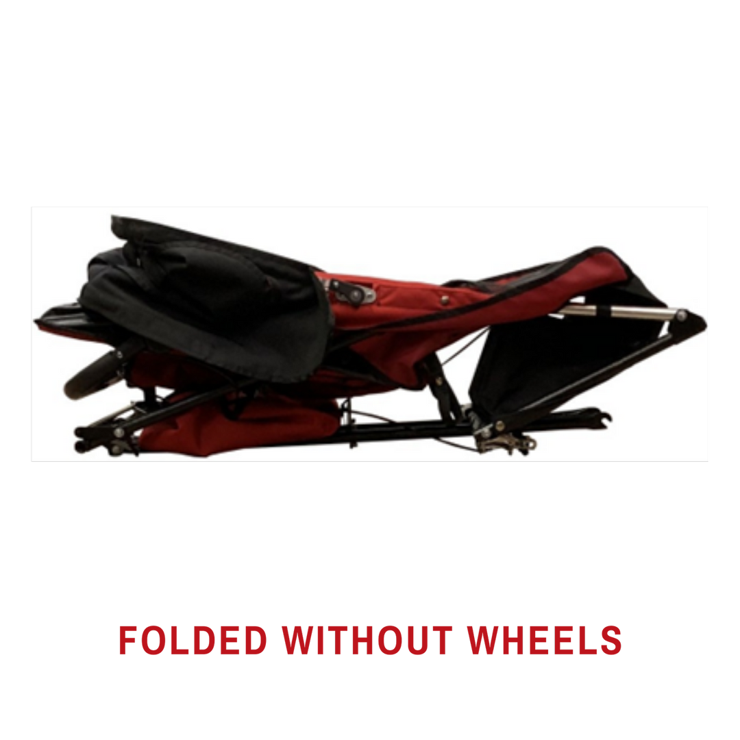 Adaptive Star Axiom IMPROV 3 Mobility Push Chair - Red folded without wheels 