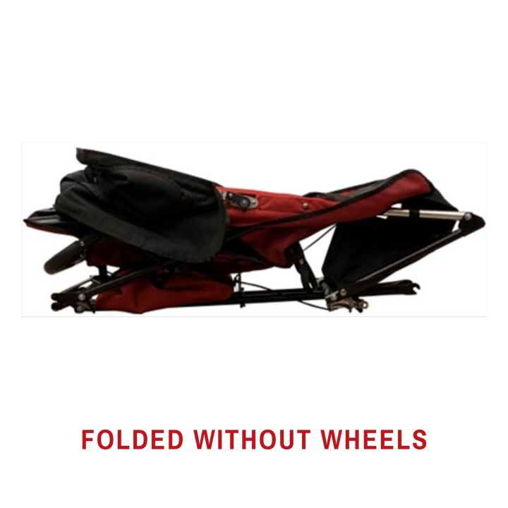 Adaptive Star Axiom IMPROV 3 Mobility Push Chair - Red folded without wheels 