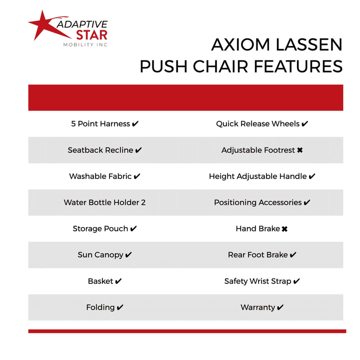 Adaptive Star Axiom LASSEN 2 Indoor/Outdoor Mobility Push Chair, Navy