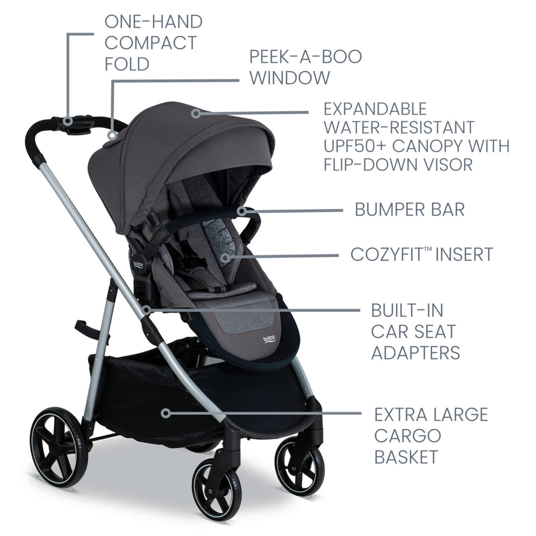 Britax Grove Modular Stroller - Pindot Stone - official product view 5