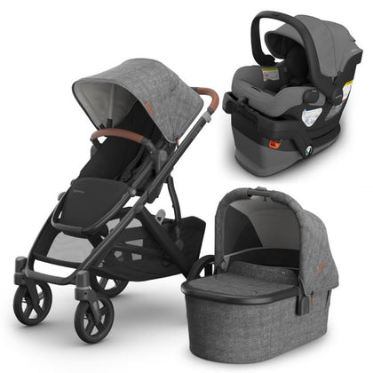 UPPAbaby Vista V3 Travel System Bundle (Stroller/Bassinet/Mesa V3) - Greyson (Charcoal Melange/Saddle Leather)