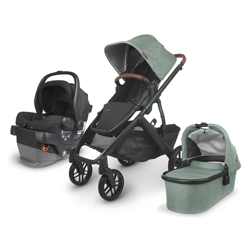 UPPAbaby Vista V2 + Mesa V3 Travel System Bundle -  Gwen / James (Green Mélange/Black)