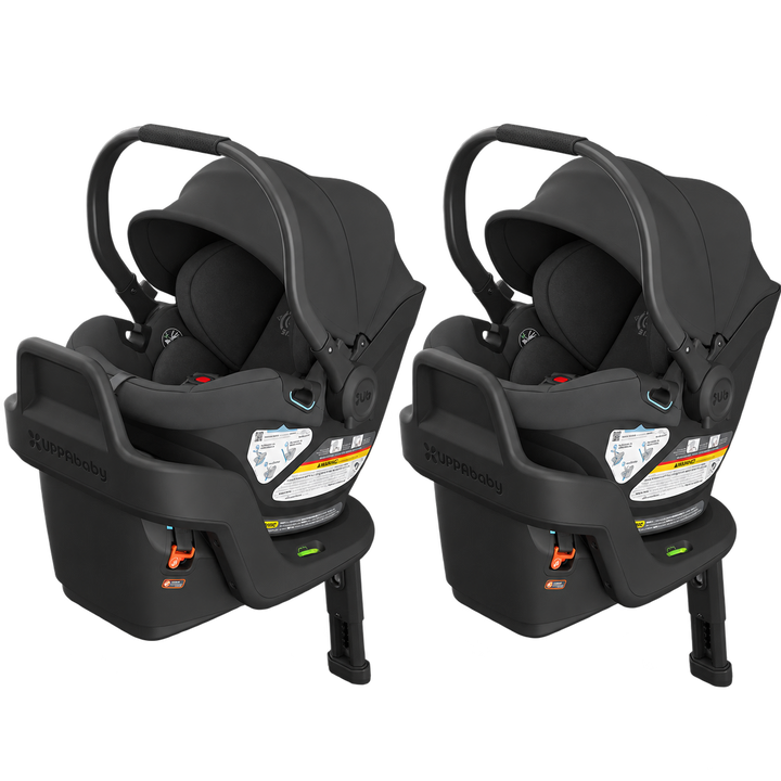 UPPAbaby Aria V2 Twin Car Seat &amp; Base 2-Pack — Jake — all included components