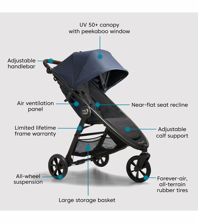 (Open Box - NEW) Baby Jogger City Mini GT2 Single Stroller - Storm Blue