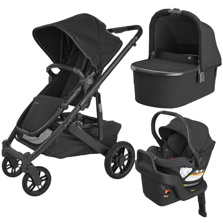 UPPAbaby Cruz V2 + Bassinet V3 + Aria V2 Travel System — Jake — all included components