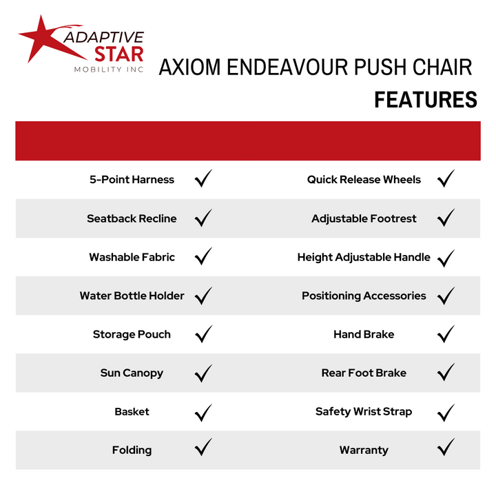 Adaptive Star Axiom ENDEAVOUR 4 Endeavour Push Chair - Navy features 