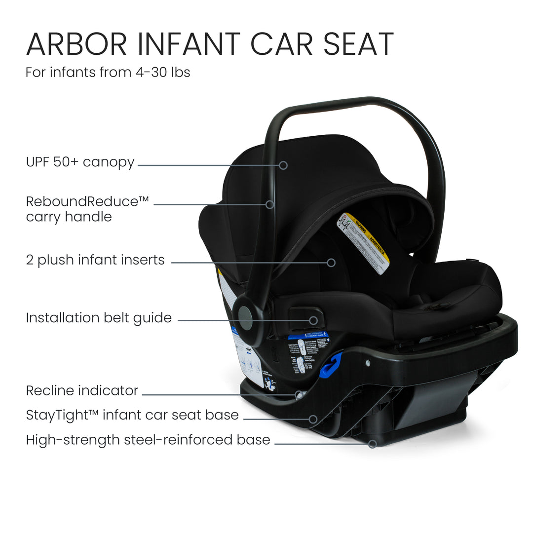 Britax Arbor infant car seat features Raven Black