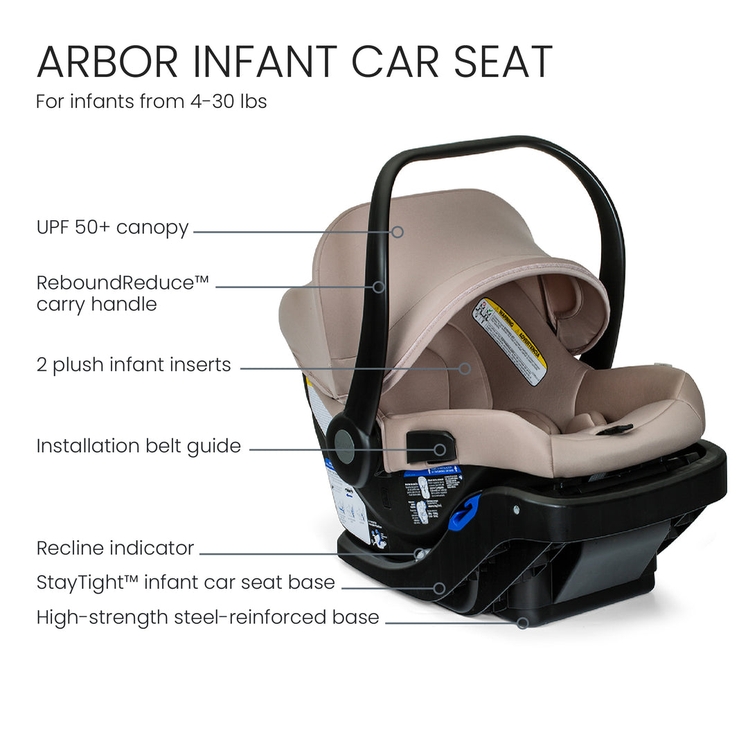 Britax Arbor infant car seat features Teak