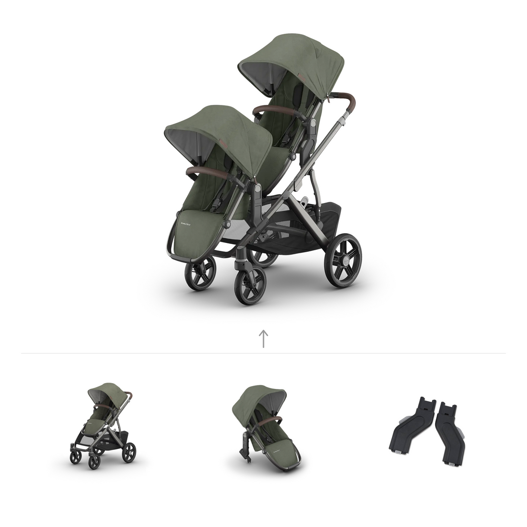 UPPAbaby Vista V3 Growing Family Double Stroller in Evelyn — official parent-use configuration and all included components — CK parent-use V3