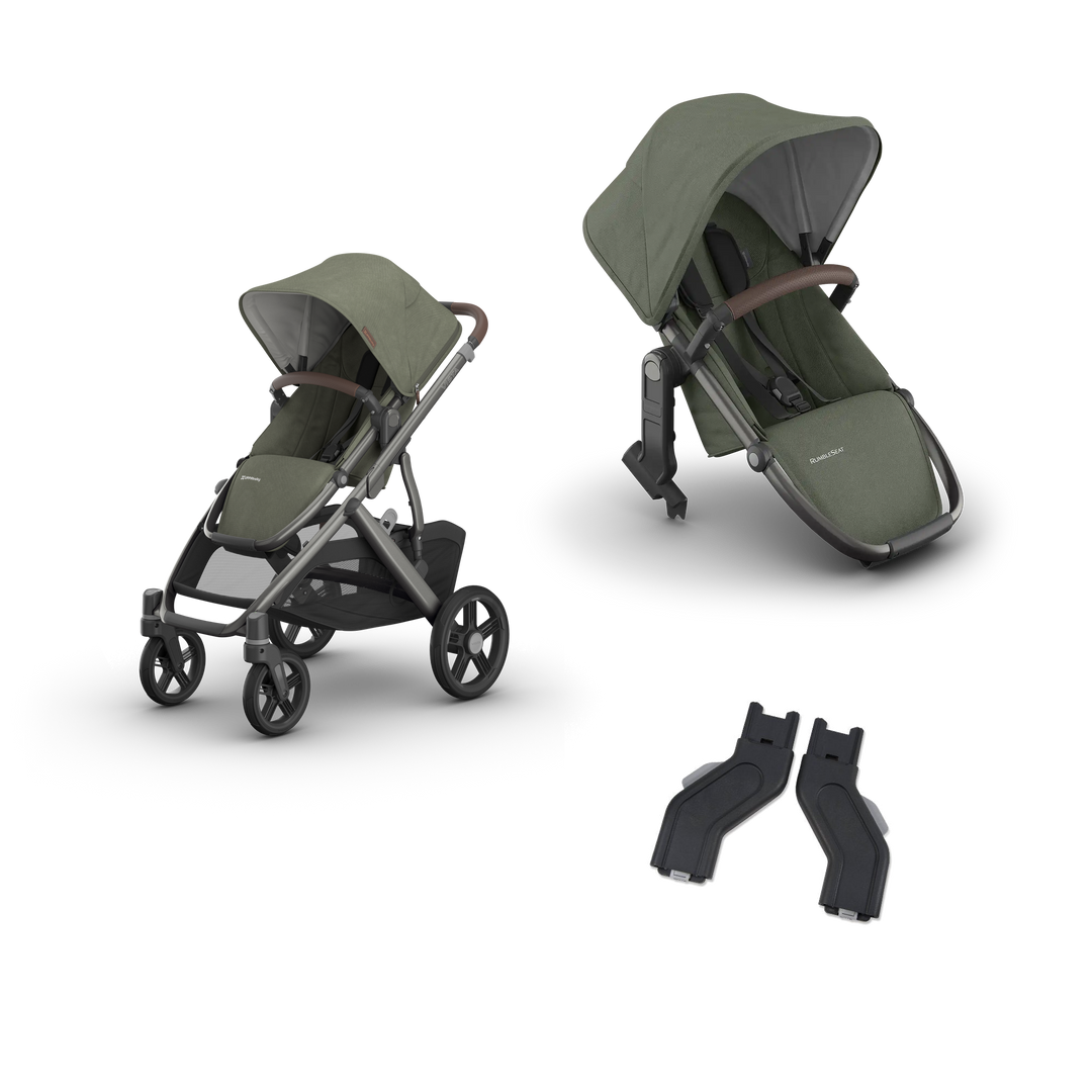 UPPAbaby Vista V3 Growing Family Double Stroller in Evelyn — exact-color transparent all-components cover — CK transparent exact V4